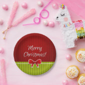 Cool Merry Christmas Design rood groen patroon Papieren Bordje (Feest)