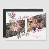 Cool Merry Christmas kalligrafie Holly 2-foto (Voorkant / Achterkant)