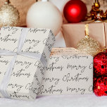 Cool Merry Christmas script lettertype beige patro Cadeaupapier<br><div class="desc">Vrolijk kerstscript typografie zwart op beige ivoren patroon,  alle kleuren zijn bewerkbaar, </div>