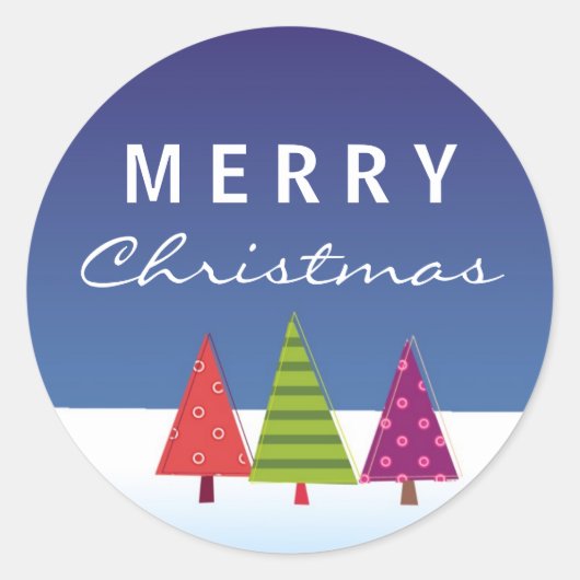 Cool Merry Christmas Sticker met abstracte bomen (Voorkant)