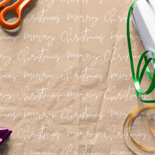 Cool Merry kerstscript font kraft patroon Cadeaupapier