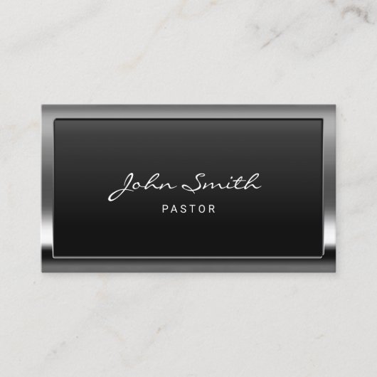 Cool Metal Border Pastor Visitekaartje (Voorkant)