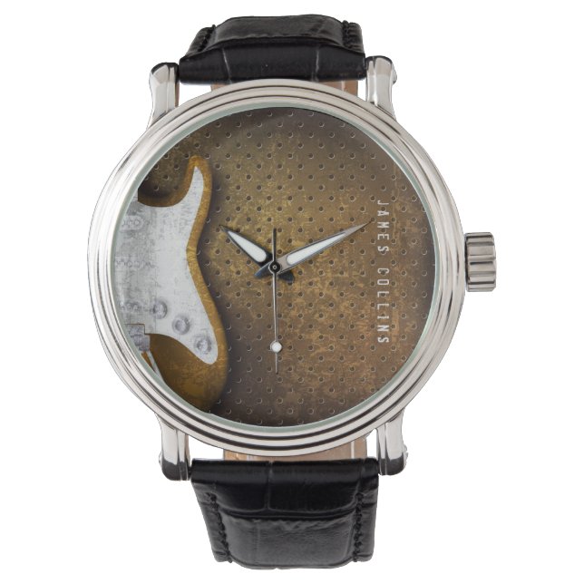 Cool Metal Grunge Electric Guitar Personalized Horloge (Voorkant)
