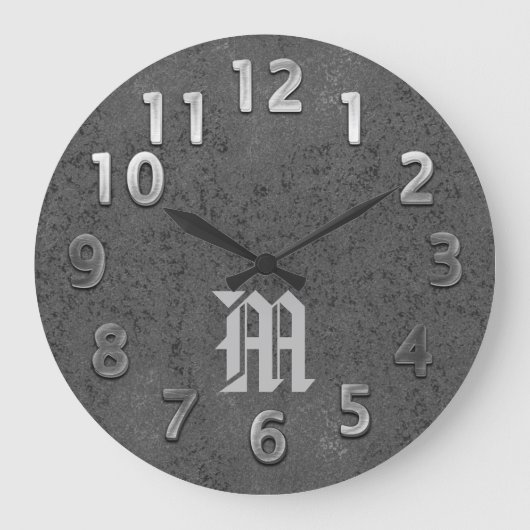 Cool Metal Look Monogram Klok (Voorkant)