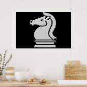 Cool Metallic Chess Knight Horse Piece Poster (Keuken)