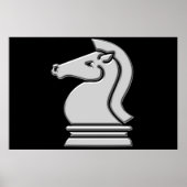 Cool Metallic Chess Knight Horse Piece Poster (Voorkant)