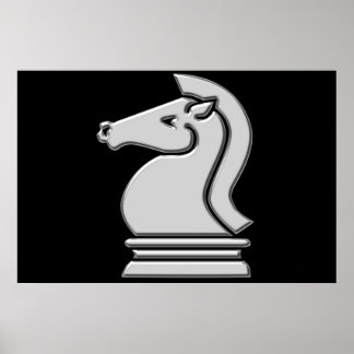 Cool Metallic Chess Knight Horse Piece Poster