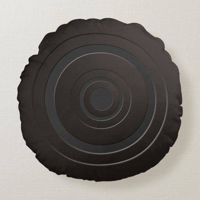 Cool Metallic Circles Black met elke kleur Rond Kussen (Voorkant)