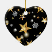 Cool Metallic Gold Black Stars Merry Xmas script Keramisch Ornament (Achterkant)