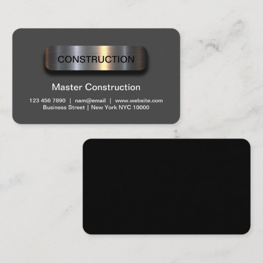 Cool Metallic Look Constructie Visitekaartjes (Voorkant / Achterkant)
