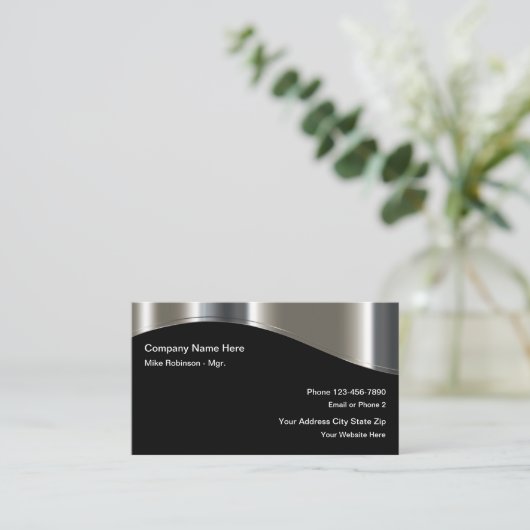 Cool Metallic look Modern Visitekaartje (Staand voorkant)