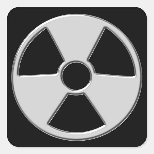Cool Metallic Radioactive Radiation Symbol Vierkante Sticker (Voorkant)