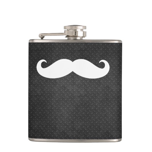 Cool Metallic Steel Kijk uit naar Funny White Must Heupfles (Voorkant)