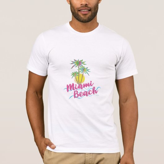 Cool Miami Beach, Florida Palm Trees Graphic T-shirt (Voorkant)