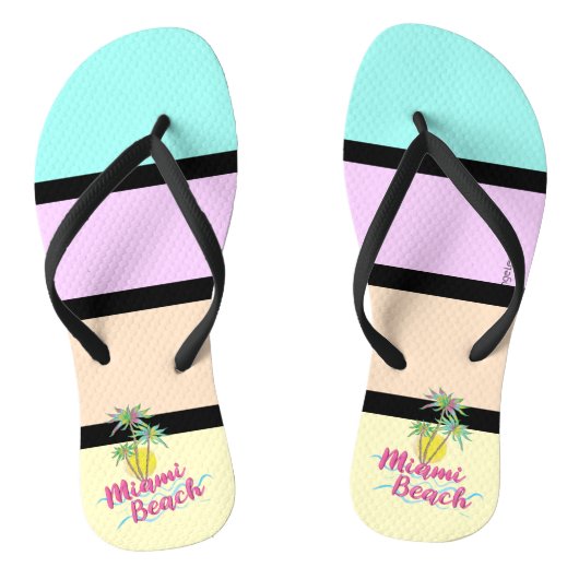 Cool Miami Beach Florida, Palm Trees Teenslippers (Voetbed)