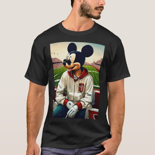 Cool Mickey in Hoodie & Shades Graphic T-Shirt (Voorkant)