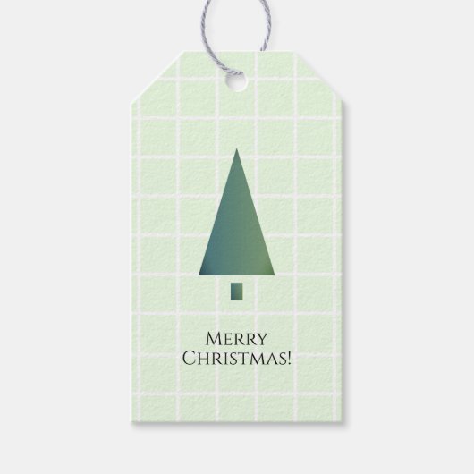 Cool Minimal Green White Christmas Tree Icon Cadeaulabel (Voorkant)