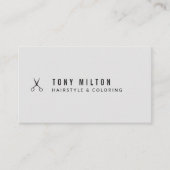 Cool Minimal Grey Black Scissors Haarstylist Visitekaartje (Voorkant)