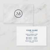 Cool Minimalist Monogrammed Elegant Marble Visitekaartje (Voorkant / Achterkant)