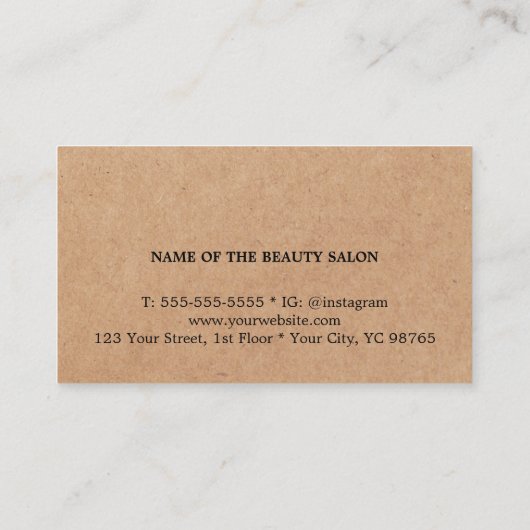Cool Minimalist Printed Kraft Black Bold HairSalon Visitekaartje (Achterkant)