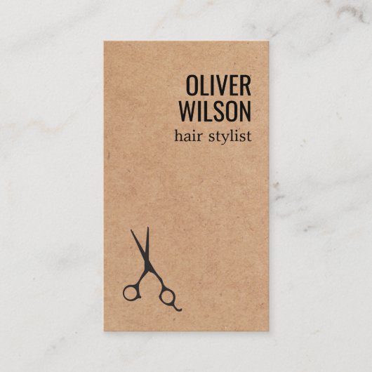 Cool Minimalist Printed Kraft Black Bold HairSalon Visitekaartje (Voorkant)