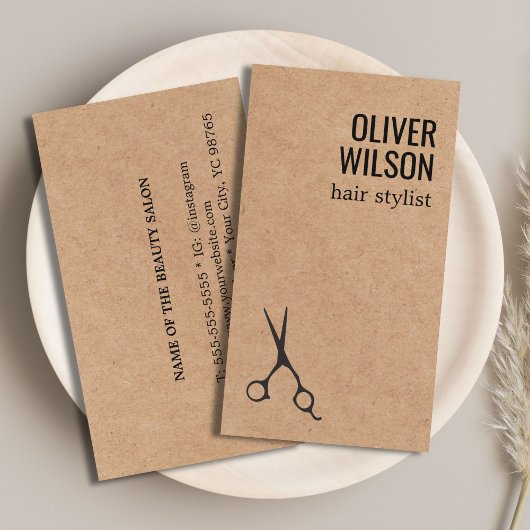 Cool Minimalist Printed Kraft Black Bold HairSalon Visitekaartje