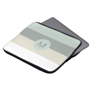 Cool minimalistische striptiepatroon met uw monogr laptop sleeve