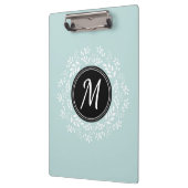 Cool Mint Blue Floral, aangepast monogram Klembord (Links)