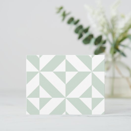 Cool Mint Geometric Deco Cube Patroon Briefkaart (Staand voorkant)