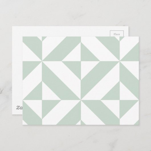 Cool Mint Geometric Deco Cube Patroon Briefkaart (Voorkant / Achterkant)