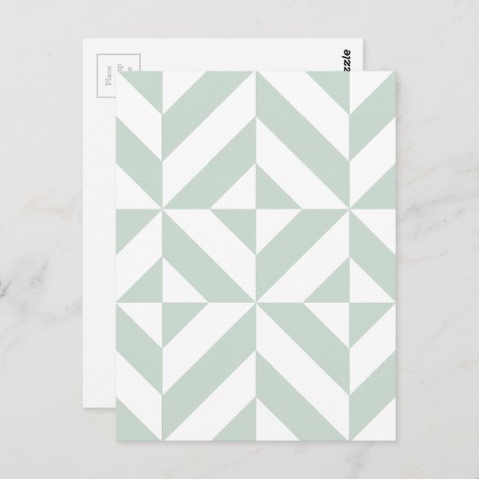 Cool Mint Geometric Deco Cube Patroon Briefkaart (Voorkant / Achterkant)