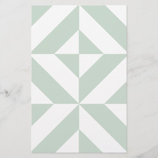 Cool Mint Geometric Deco Cube Patroon Briefpapier (Voorkant)