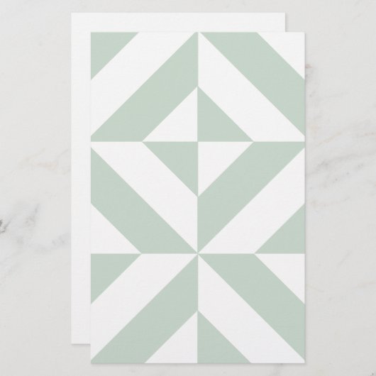 Cool Mint Geometric Deco Cube Patroon Briefpapier (Voorkant / Achterkant)