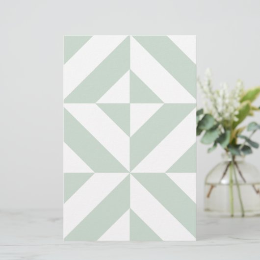 Cool Mint Geometric Deco Cube Patroon Briefpapier (Staand voorkant)