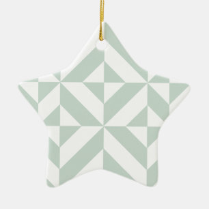 Cool Mint Geometric Deco Cube Patroon Keramisch Ornament