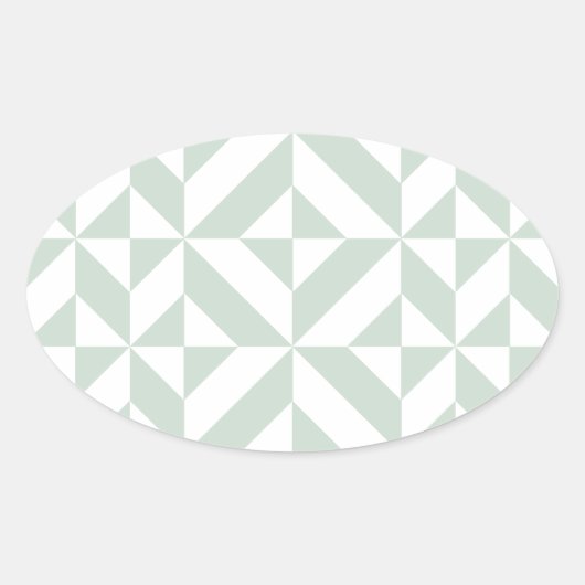 Cool Mint Geometric Deco Cube Patroon Ovale Sticker (Voorkant)