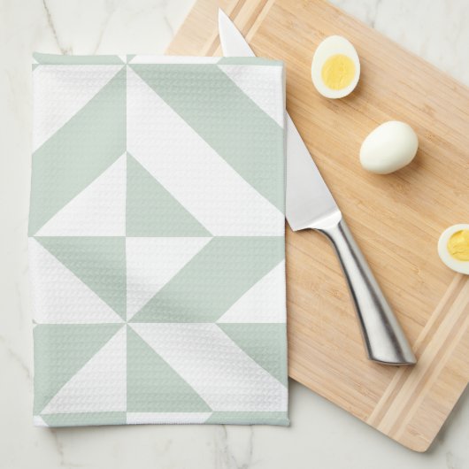 Cool Mint Geometric Deco Cube Patroon Theedoek (Quarter Fold)