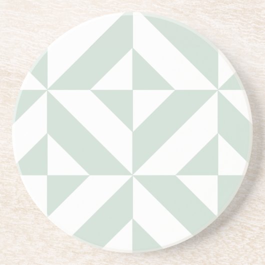 Cool Mint Geometric Deco Cube Patroon Zandsteen Onderzetter (Voorkant)