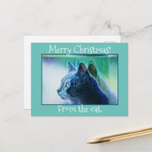 Cool Mint Green Cat Art Merry Kerstfeestdag