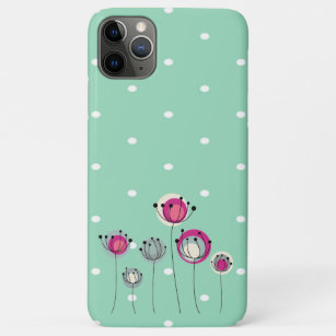 Cool Mint Polka Dots Simplistic Flowers Case-Mate iPhone Case