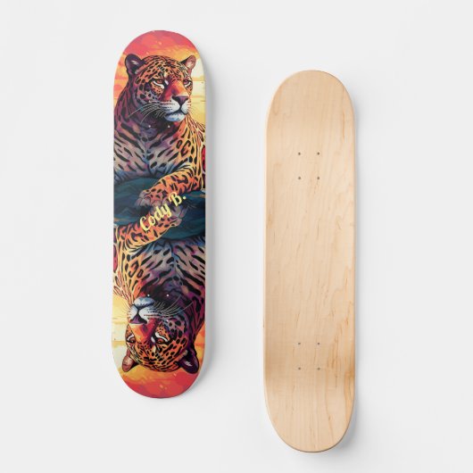 Cool Mirror Afbeelding Tropical Tiger Skateboard (Voorkant)