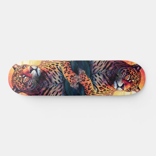 Cool Mirror Image Tropical Tiger Skateboard (Horizontaal)