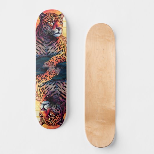 Cool Mirror Image Tropical Tiger Skateboard (Voorkant)