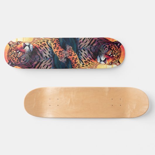 Cool Mirror Image Tropical Tiger Skateboard (Horizontaal)