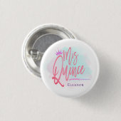 Cool Mis Quince Blush Pink Script Naam Ronde Button 3,2 Cm (Voorkant /achterkant)