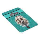 Cool Mode Meisje Turquoise Glitter Gepersonaliseer Magneet (Rechterzijde)