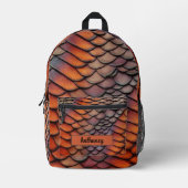 Cool Modern 3d Dragon Scales Customizable Name  Bedrukte Rugzak (Voorkant)