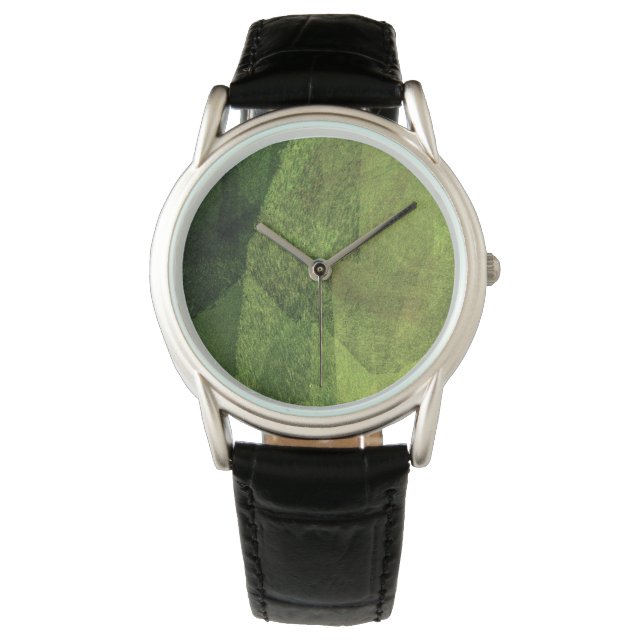 Cool modern abstract groen schilderij ontwerp kuns horloge (Voorkant)