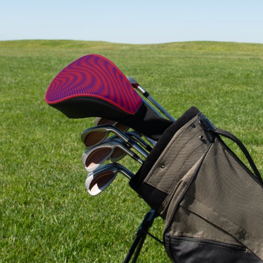 Cool & Modern Abstract Moiré Effect Paarse & Rood Golfheadcover (Insitu)