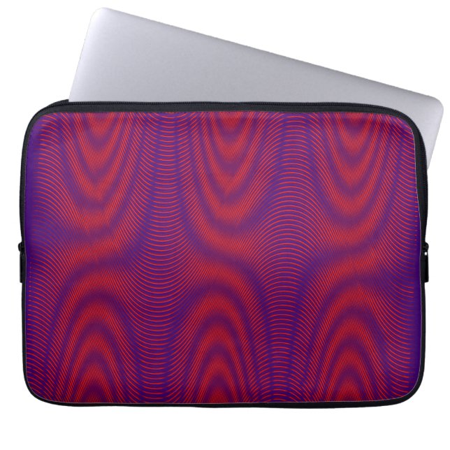 Cool & Modern Abstract Moiré Effect Paarse & Rood Laptop Sleeve (Voorkant)